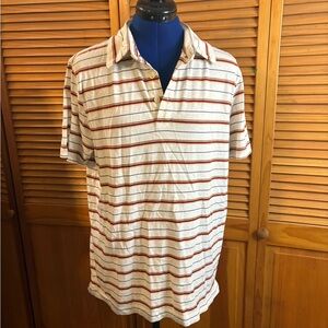 Banana Republic Men's Polo Golf Shirt - Red and Cream Stripes
